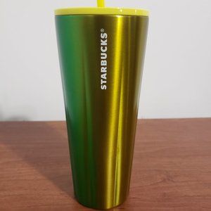 Starbucks Tumbler Stainless Steel 24oz 2022 Venti Yellow Green Ombré Collectable